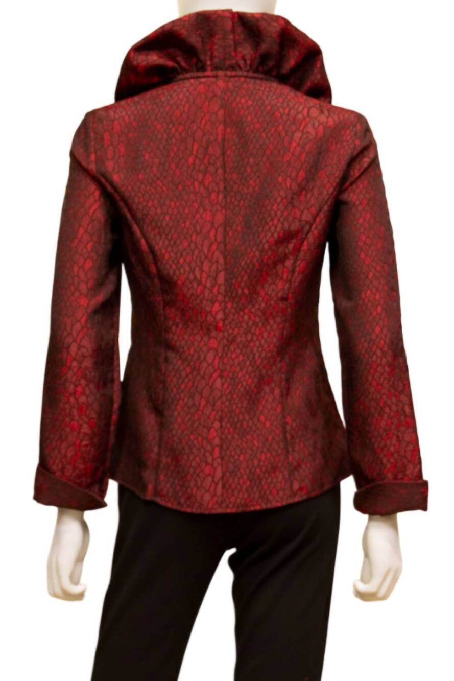 NEW SAMUEL DONG women's woven jacquard blouse in merlot - Picture 3 of 3